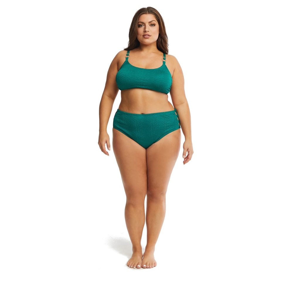 Time and tru 2pc ring bralette swim top and lattice side swim bottoms size 3X